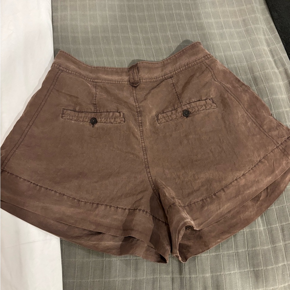 Free People High-Waist Pleated Brown Shorts - Picture 2 of 4